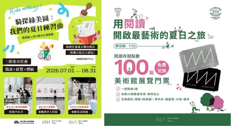 閱讀、藝術、騎行一次滿足　台中三館攜手推出夏日集章活動