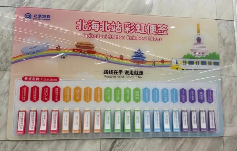 北京地鐵「彩虹便簽牆」爆紅！20張景點攻略免費拿 旅客直呼貼心
